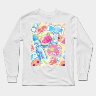 The pastel set of the Japanese summer food and drinks Long Sleeve T-Shirt